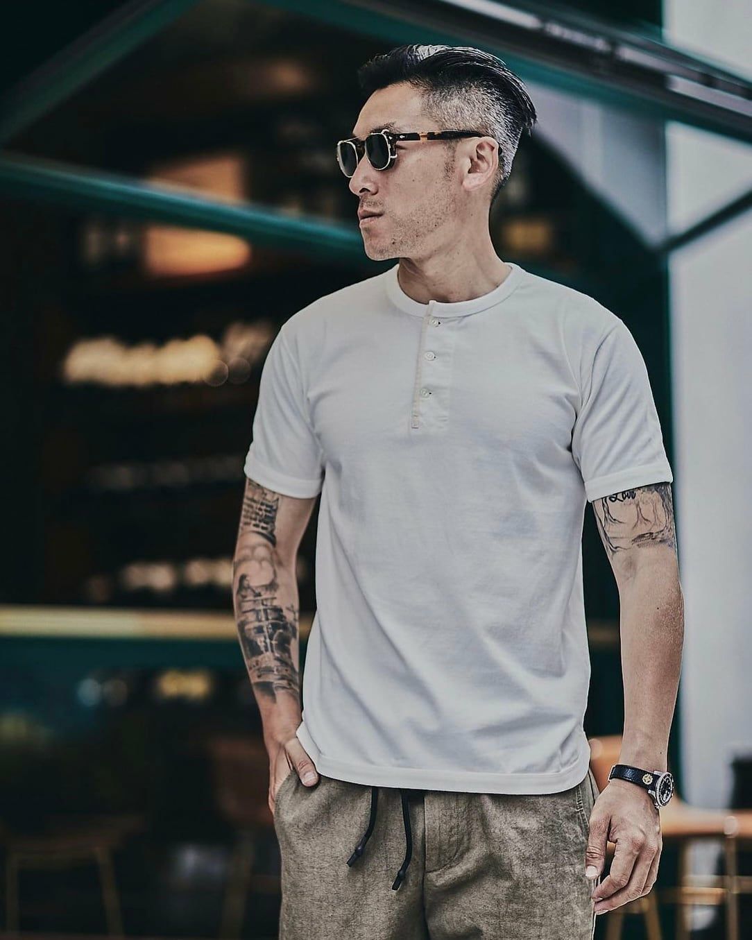 5222H-21】Flatseam Heavy Weight Henley T-Shirt（Ecru） | Classic