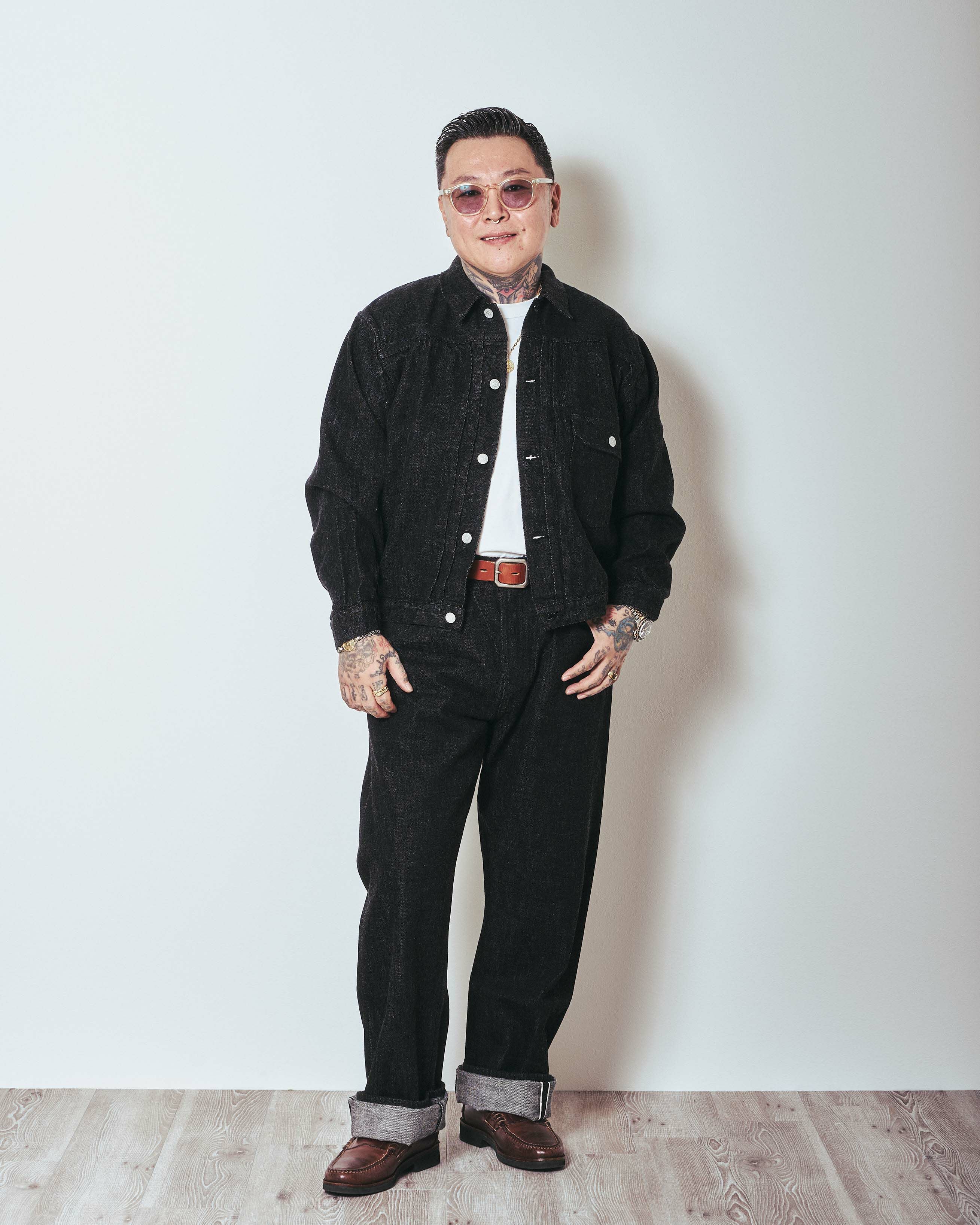 0105BKSS Wide Black Selvedge Denim(Super Smooth) | Classic clothing