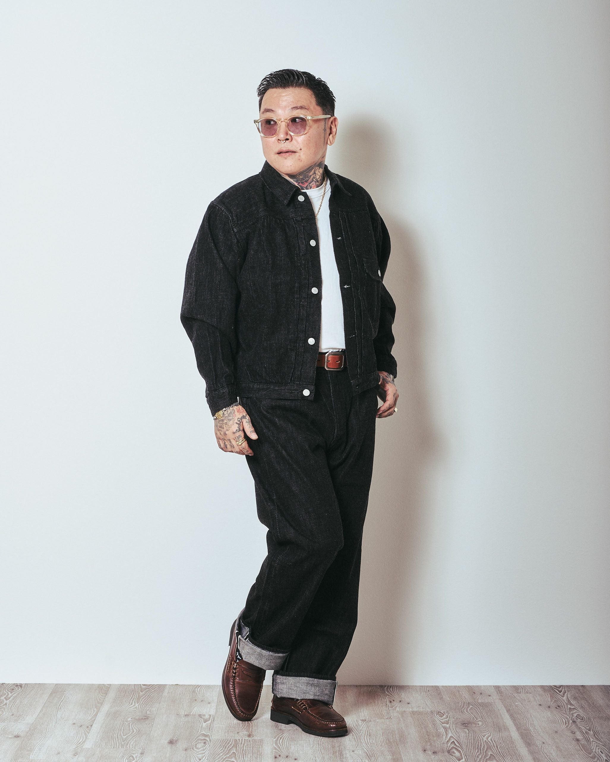 0105BKSS Wide Black Selvedge Denim(Super Smooth) | Classic clothing