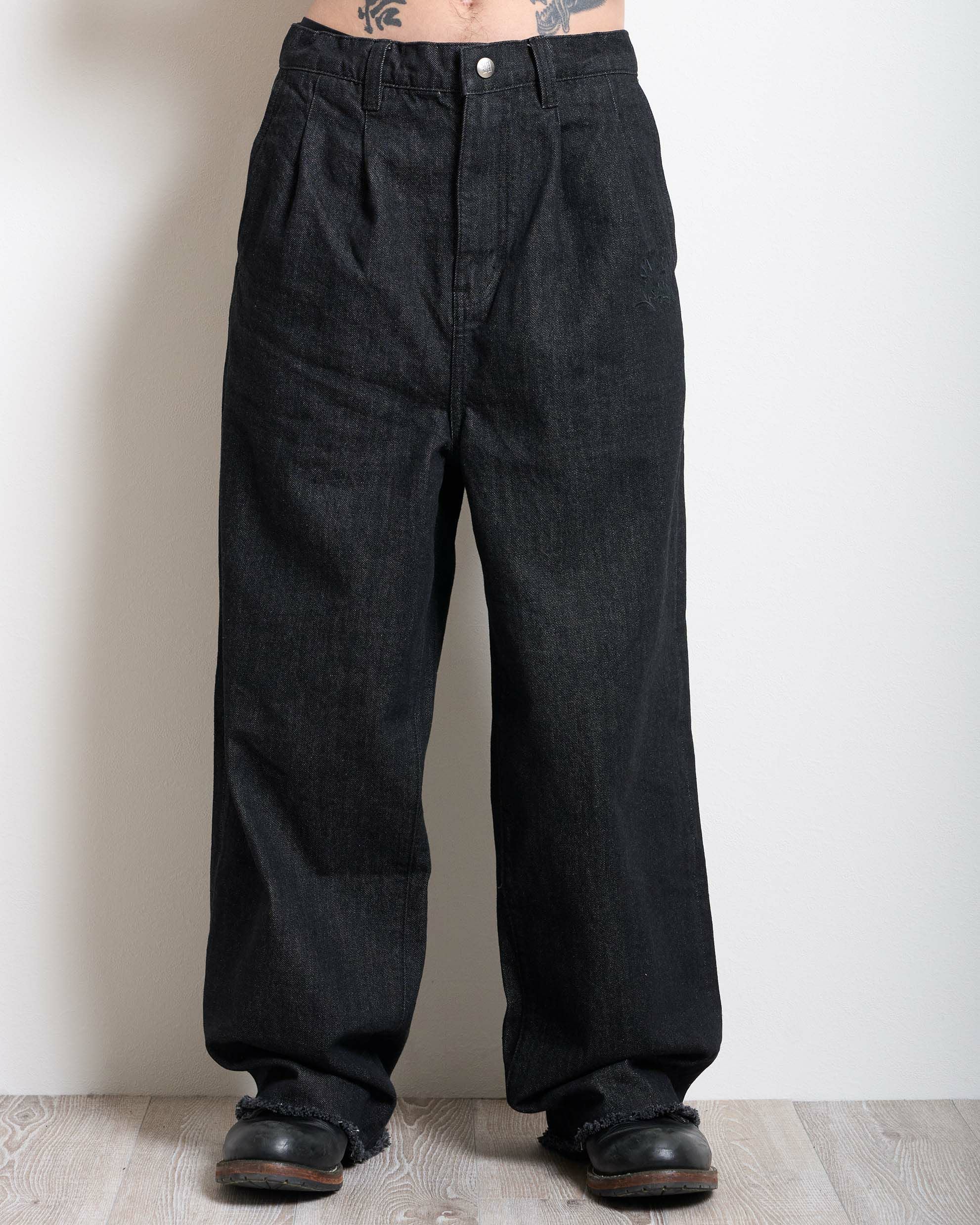 SG Wide denim pants（Black） | Classic clothing