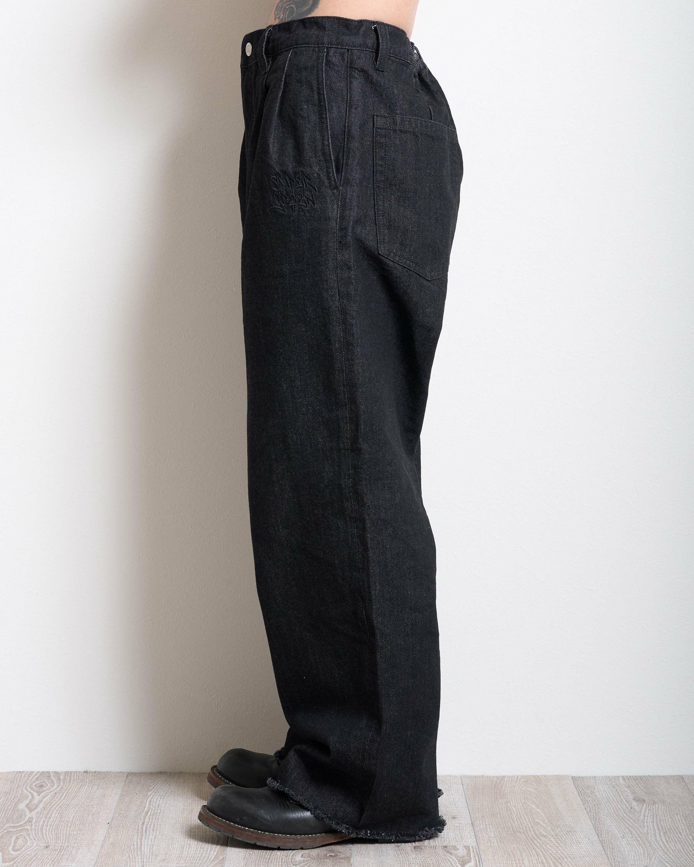 SG Wide denim pants（Black） | Classic clothing