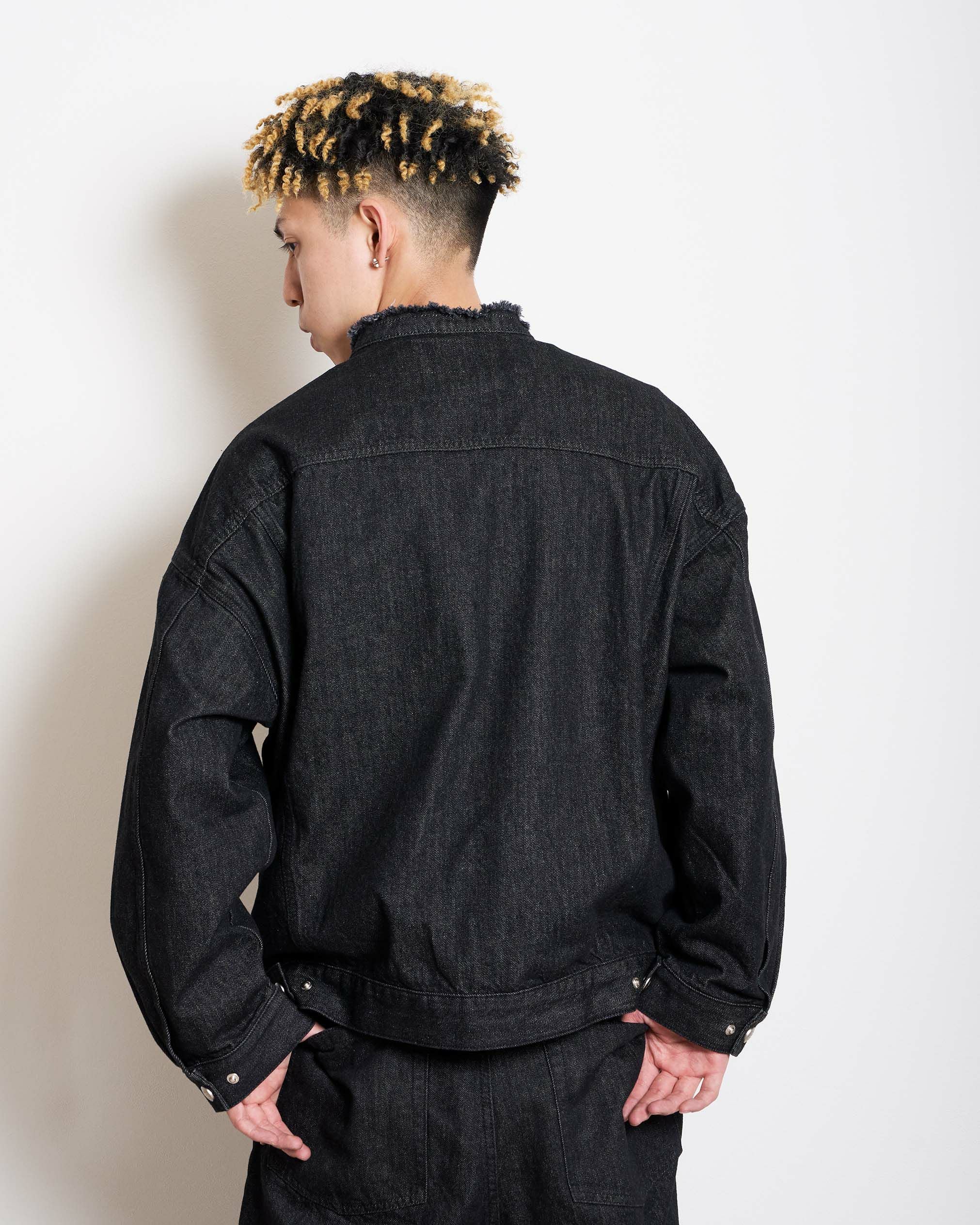 SG Collarless denim jacket（Black） | Classic clothing