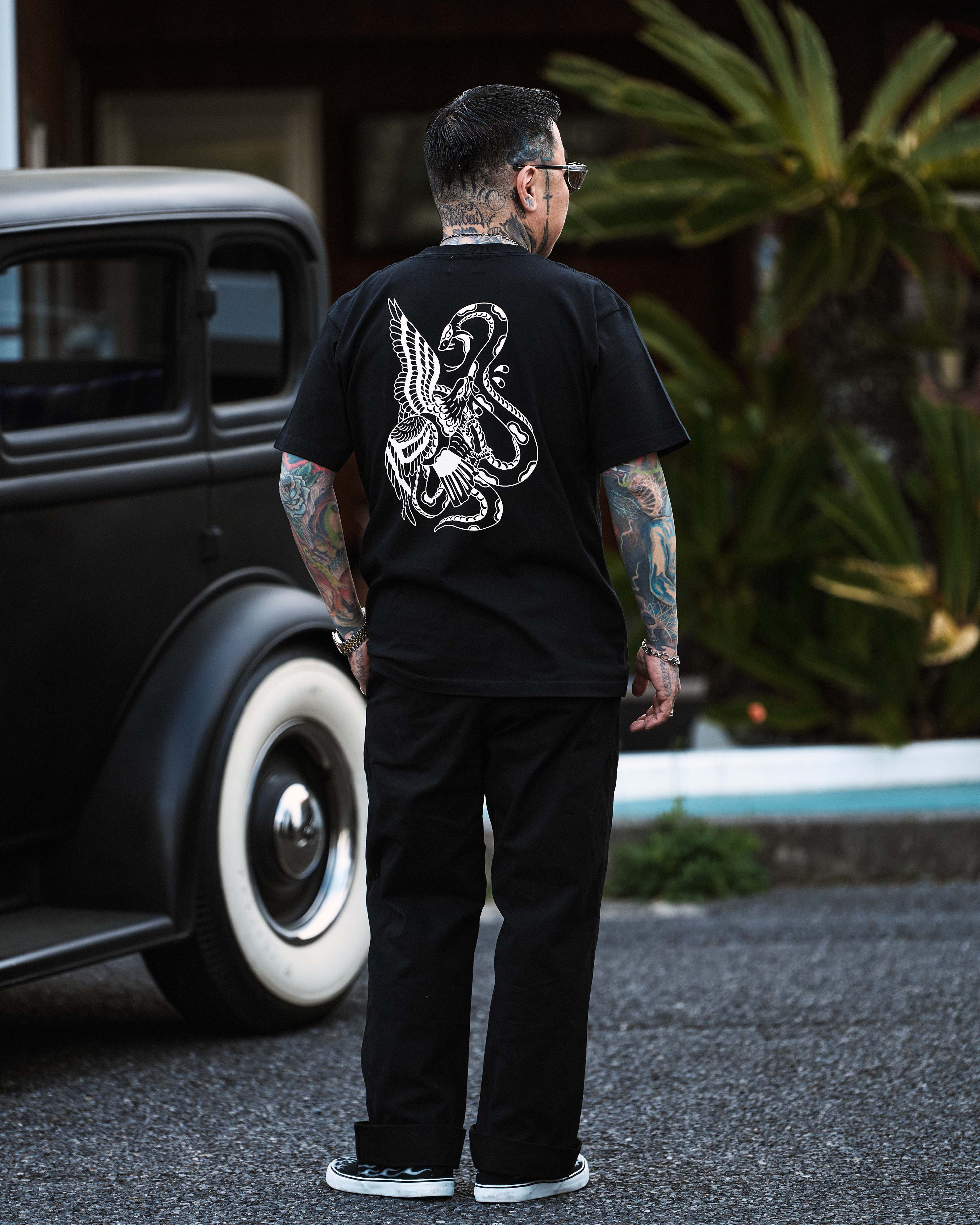 2COLOR】Eagle and Snake S/S T-shirt | Classic clothing
