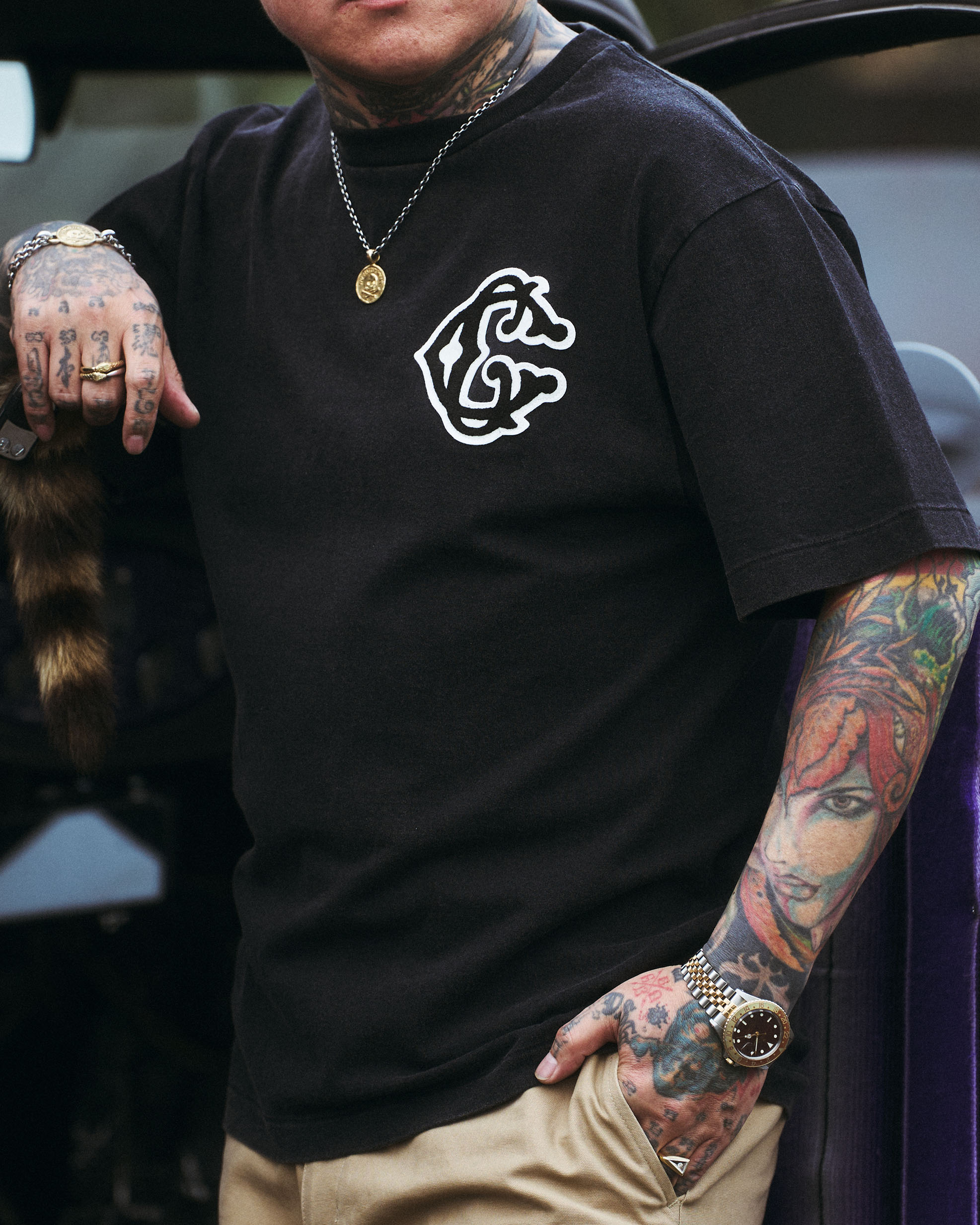 2COLOR】Classic【C】Logo wappen S/S T-shirt | Classic clothing