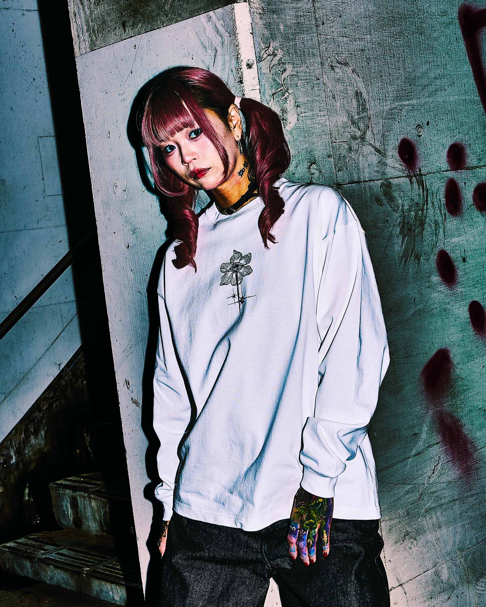 SG ROSE L/S T-shirt (White) | Classic clothing