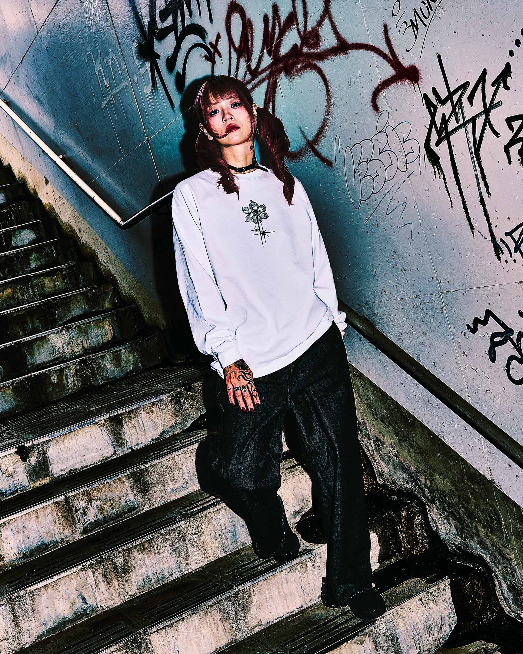 SG ROSE L/S T-shirt (White) | Classic clothing
